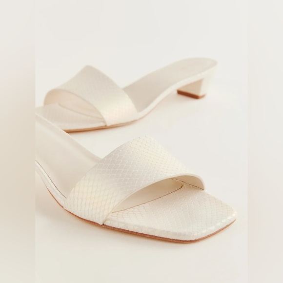 Reformation Christina Heeled Sandal in Almond Snake Emboss - Picture 2 of 7